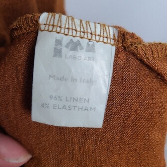 Labo.art Maglia Jeppe Jersey Lino Brown Top 3/4 Sleeve Size Small - Picture 9 of 10